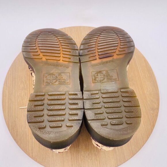 Dr Martens Shoes Womens 8 Beige Leather Fabric Floral Lester Oxford - Picture 11 of 12